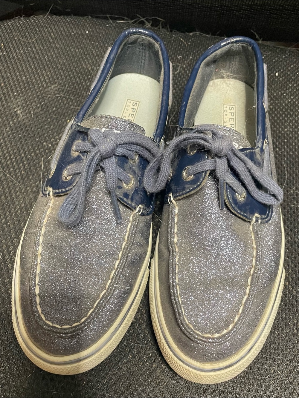 Sperry Women’s Navy Blue Glitter Boat Shoes 6